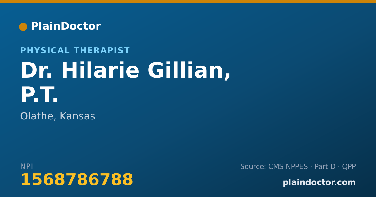 Shareable card for Hilarie Gillian, P.T. - Physical Therapist, Olathe, KS