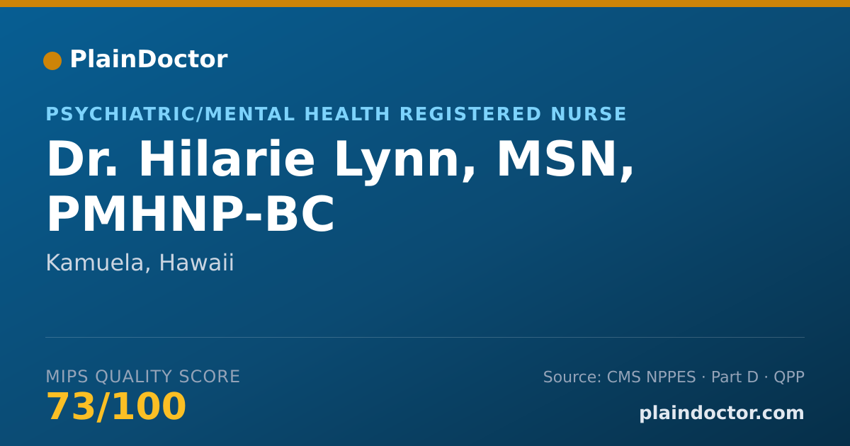 Shareable card for Hilarie Lynn, MSN, PMHNP-BC - Psychiatric/Mental Health Registered Nurse, Kamuela, HI