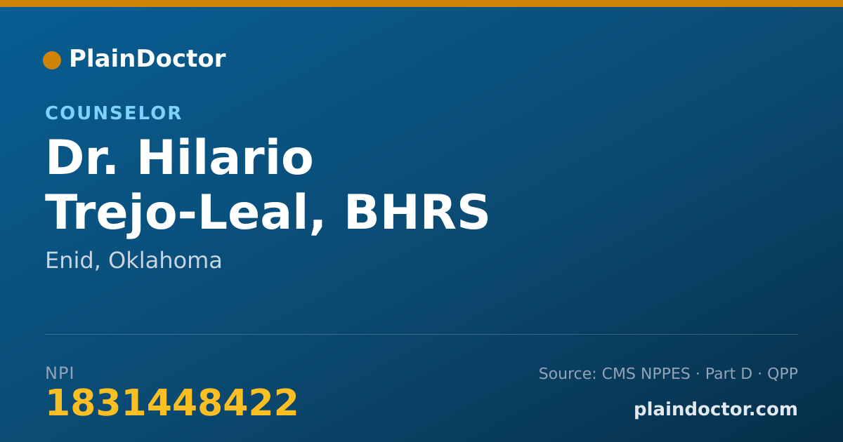 Shareable card for Hilario Trejo-Leal, BHRS - Counselor, Enid, OK