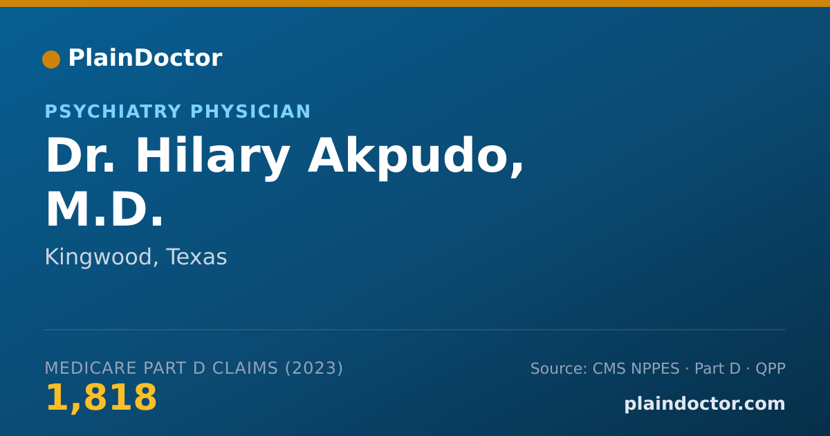 Shareable card for Hilary Akpudo, M.D. - Psychiatry Physician, Kingwood, TX