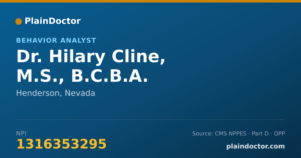Shareable card for Hilary Cline, M.S., B.C.B.A. - Behavior Analyst, Henderson, NV