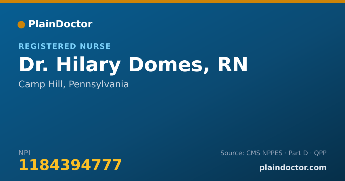 Shareable card for Hilary Domes, RN - Registered Nurse, Camp Hill, PA
