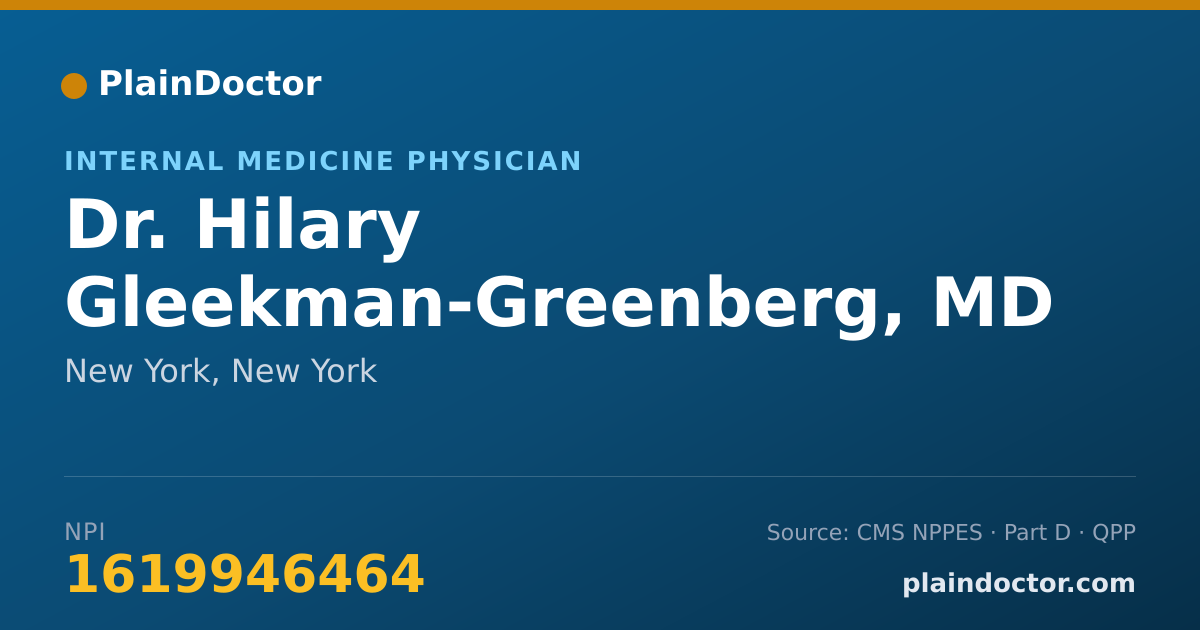 Shareable card for Hilary Gleekman-Greenberg, MD - Internal Medicine Physician, New York, NY