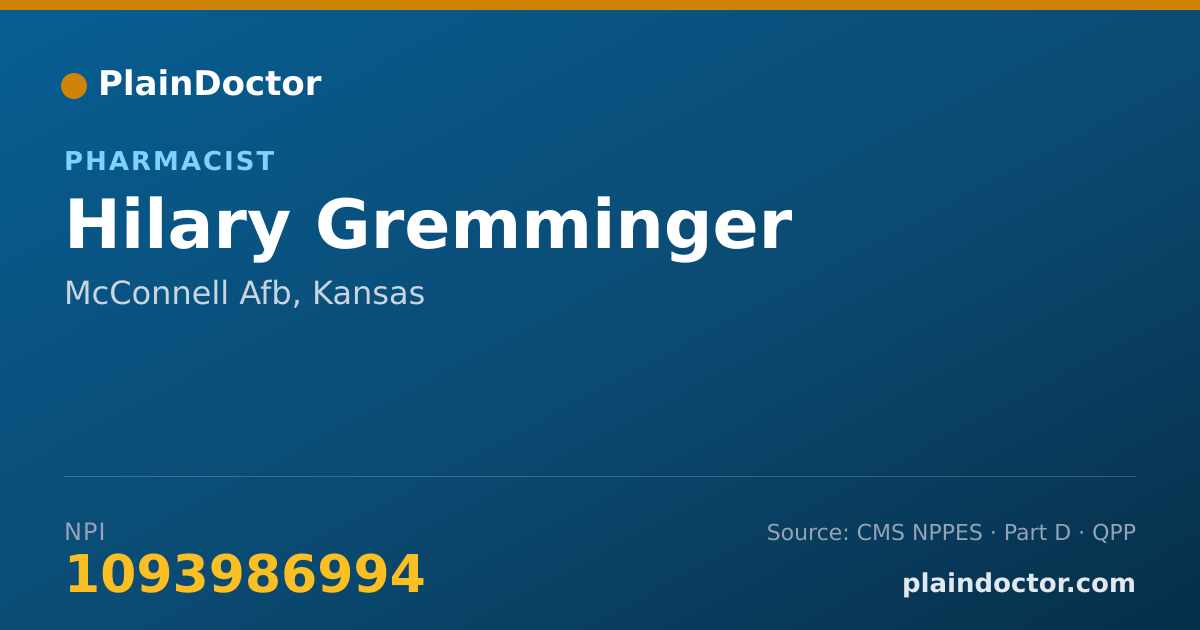 Shareable card for Hilary Gremminger - Pharmacist, McConnell Afb, KS