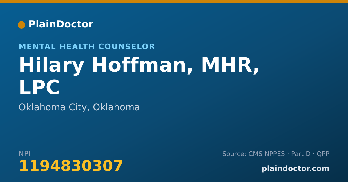 Shareable card for Hilary Hoffman, MHR, LPC - Mental Health Counselor, Oklahoma City, OK