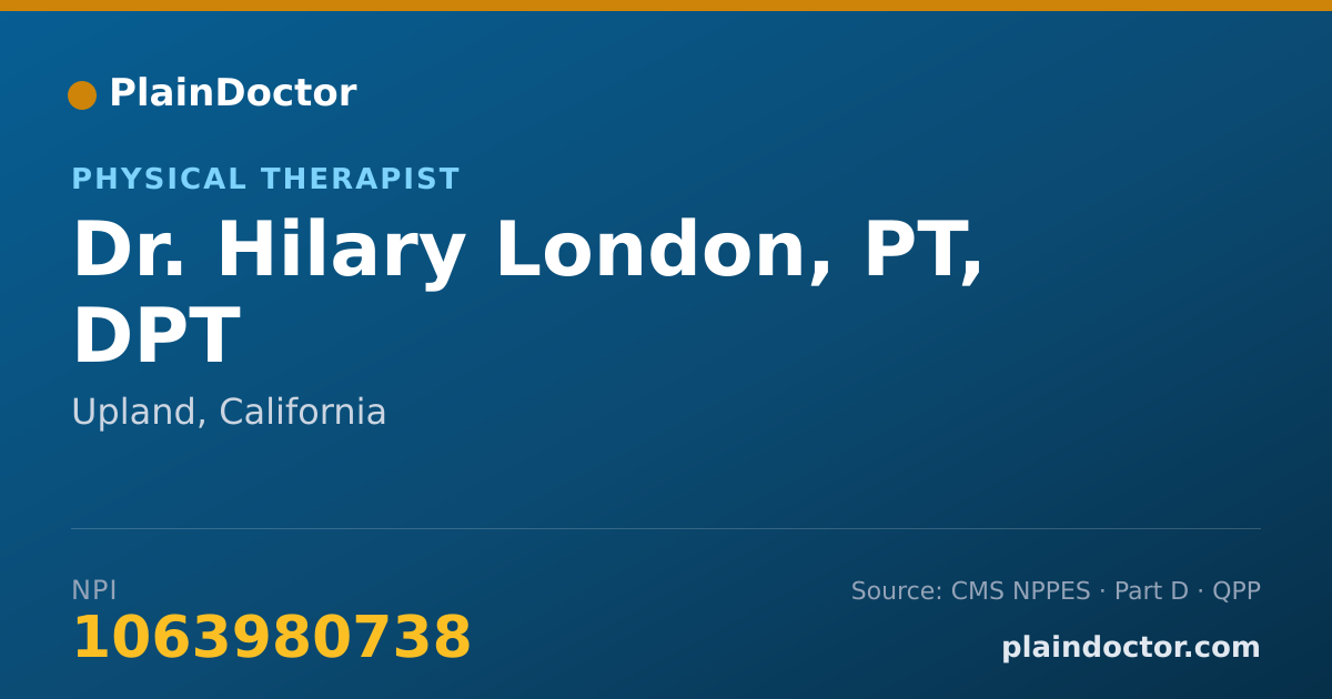 Shareable card for Hilary London, PT, DPT - Physical Therapist, Upland, CA