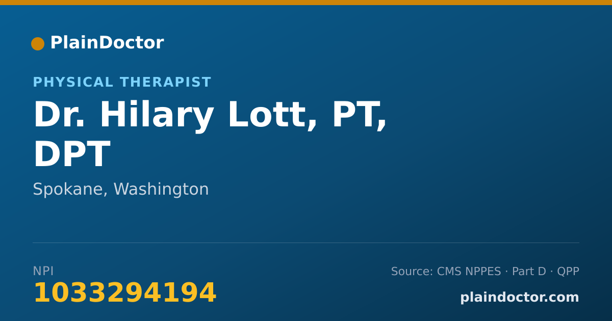 Shareable card for Hilary Lott, PT, DPT - Physical Therapist, Spokane, WA