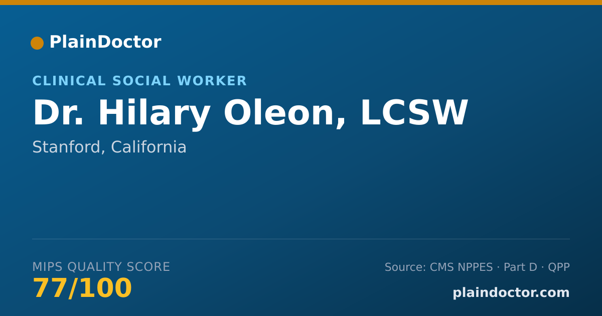 Shareable card for Hilary Oleon, LCSW - Clinical Social Worker, Stanford, CA