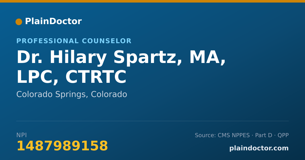 Shareable card for Hilary Spartz, MA, LPC, CTRTC - Professional Counselor, Colorado Springs, CO
