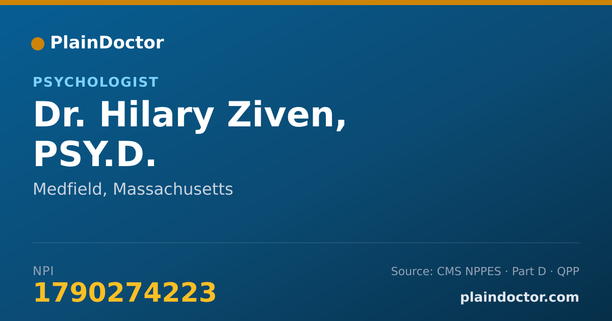 Shareable card for Hilary Ziven, PSY.D. - Psychologist, Medfield, MA