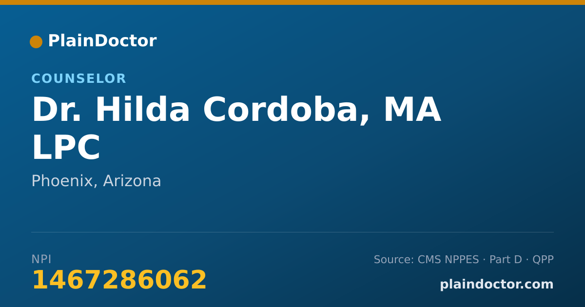 Shareable card for Hilda Cordoba, MA LPC - Counselor, Phoenix, AZ