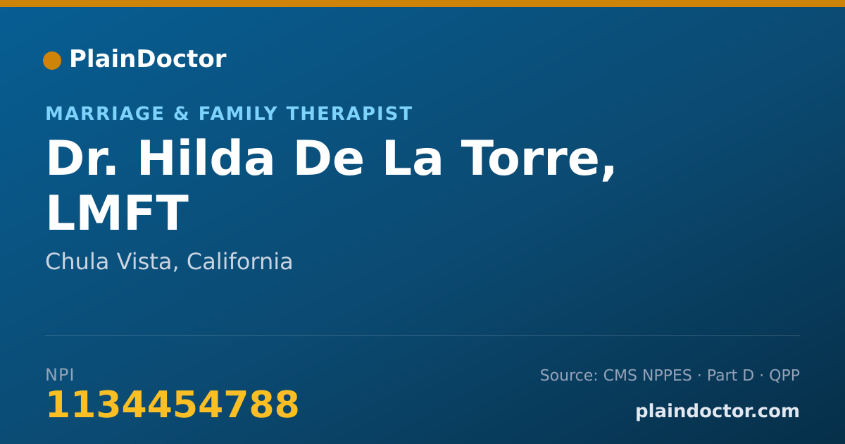 Shareable card for Hilda De La Torre, LMFT - Marriage & Family Therapist, Chula Vista, CA