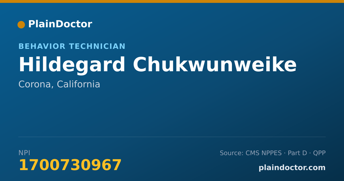 Shareable card for Hildegard Chukwunweike - Behavior Technician, Corona, CA
