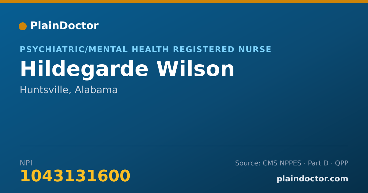 Shareable card for Hildegarde Wilson - Psychiatric/Mental Health Registered Nurse, Huntsville, AL