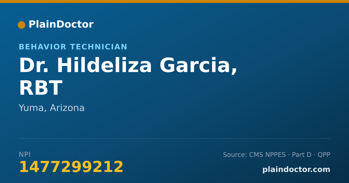Shareable card for Hildeliza Garcia, RBT - Behavior Technician, Yuma, AZ