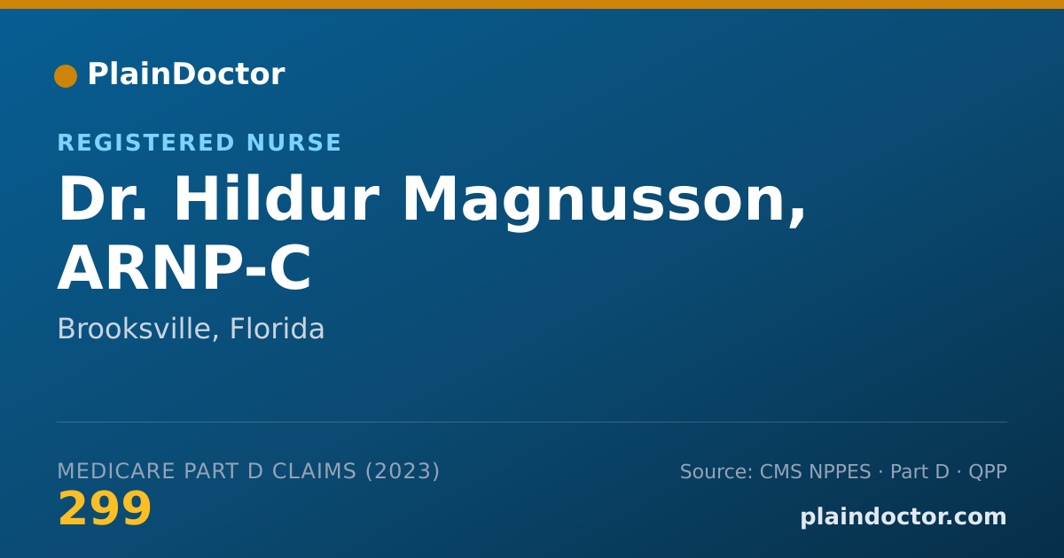 Shareable card for Hildur Magnusson, ARNP-C - Registered Nurse, Brooksville, FL