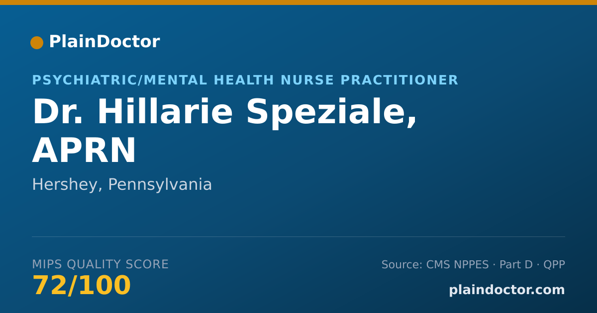 Shareable card for Hillarie Speziale, APRN - Psychiatric/Mental Health Nurse Practitioner, Hershey, PA