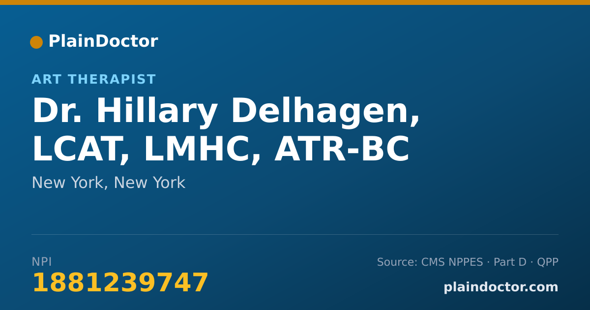 Shareable card for Hillary Delhagen, LCAT, LMHC, ATR-BC - Art Therapist, New York, NY
