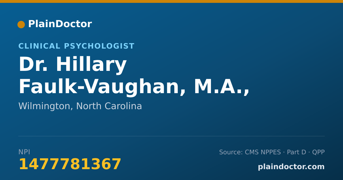 Shareable card for Hillary Faulk-Vaughan, M.A., LPA, HSP-PA - Clinical Psychologist, Wilmington, NC