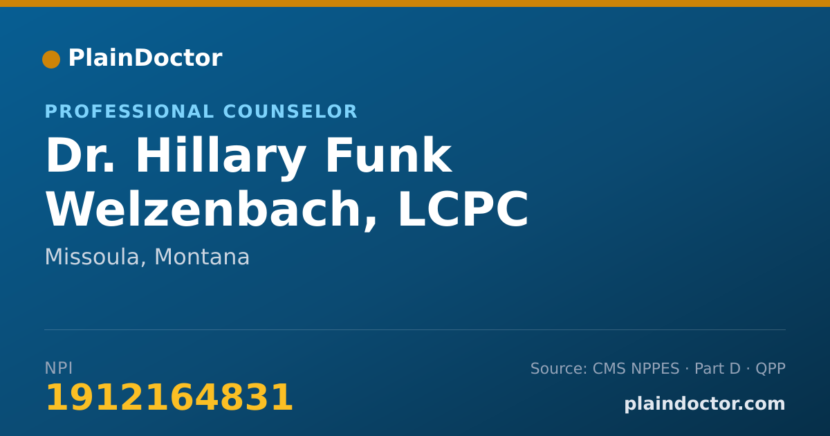 Shareable card for Hillary Funk Welzenbach, LCPC - Professional Counselor, Missoula, MT