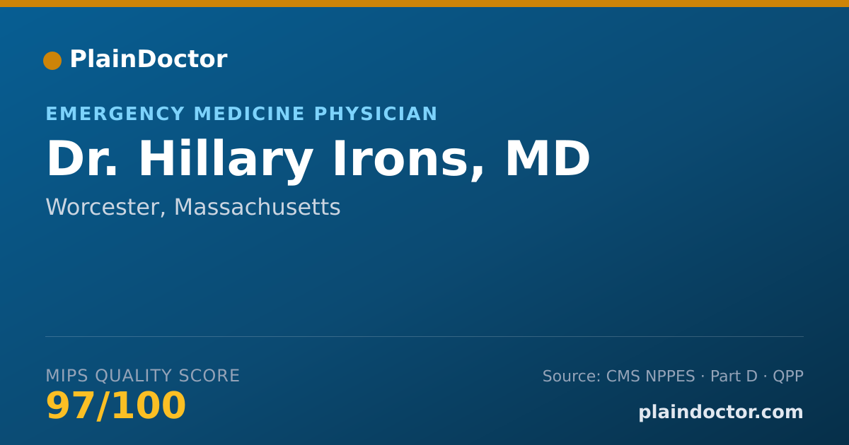 Shareable card for Hillary Irons, MD - Emergency Medicine Physician, Worcester, MA