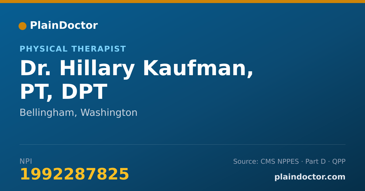 Shareable card for Hillary Kaufman, PT, DPT - Physical Therapist, Bellingham, WA