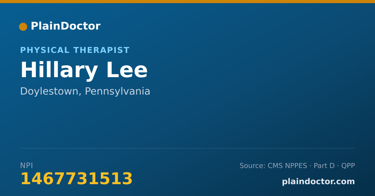 Shareable card for Hillary Lee - Physical Therapist, Doylestown, PA