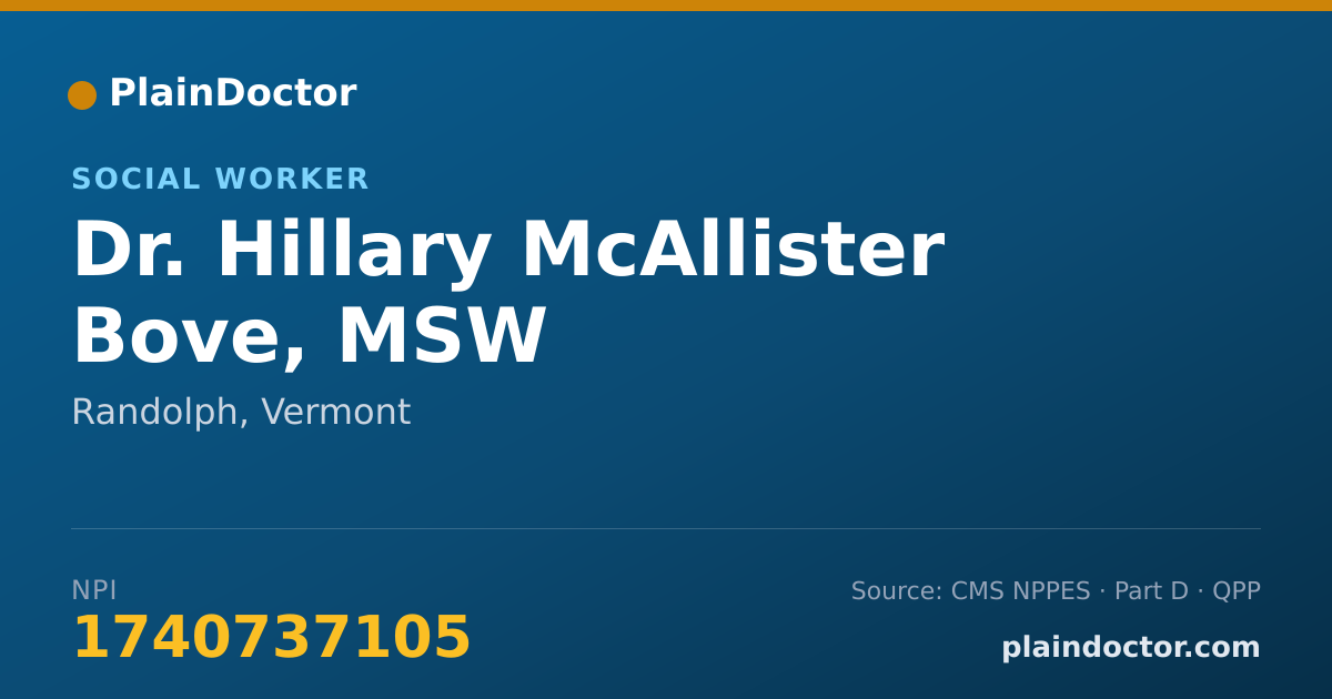 Shareable card for Hillary McAllister Bove, MSW - Social Worker, Randolph, VT