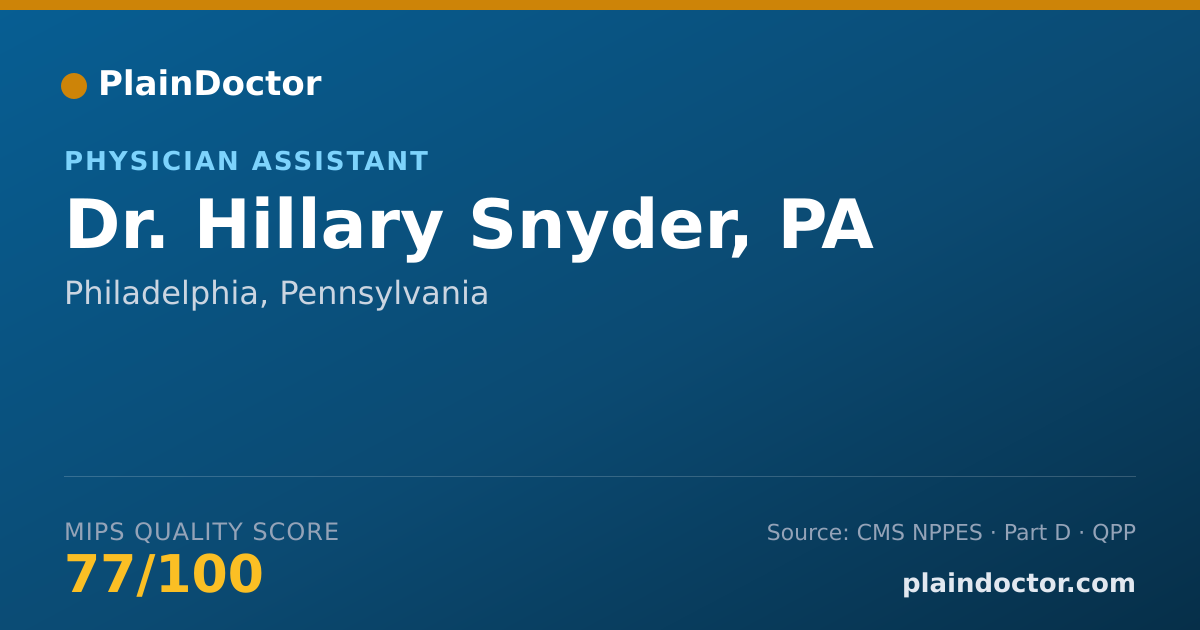 Shareable card for Hillary Snyder, PA - Physician Assistant, Philadelphia, PA