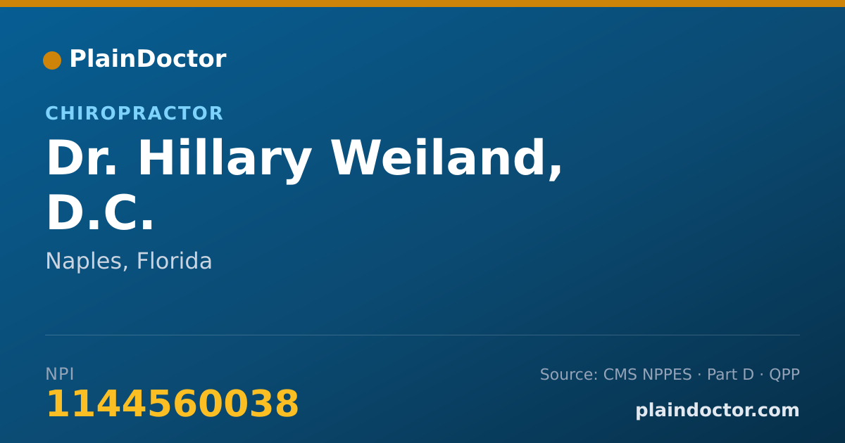 Shareable card for Hillary Weiland, D.C. - Chiropractor, Naples, FL