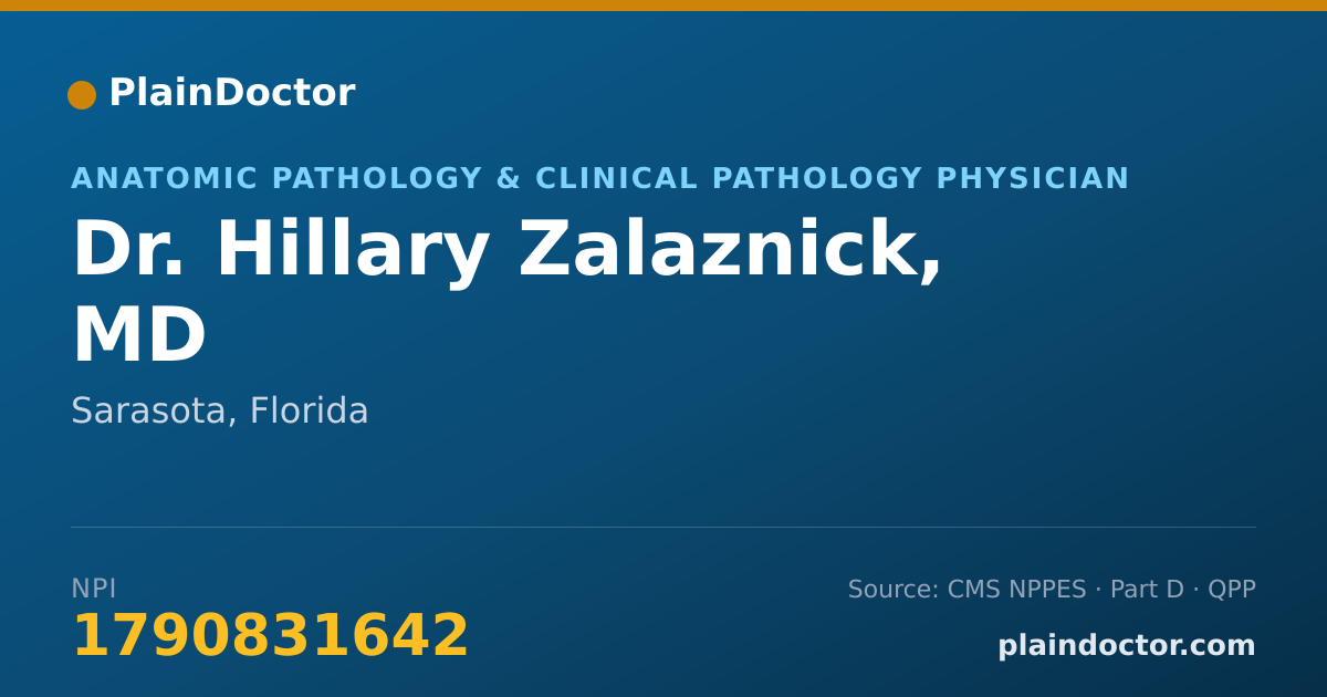 Shareable card for Hillary Zalaznick, MD - Anatomic Pathology & Clinical Pathology Physician, Sarasota, FL