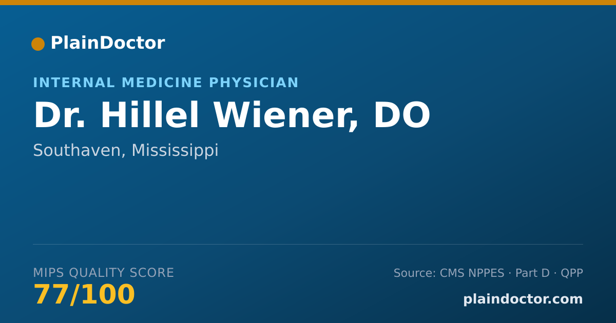 Shareable card for Hillel Wiener, DO - Internal Medicine Physician, Southaven, MS
