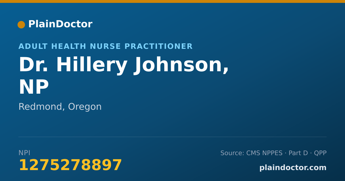 Shareable card for Hillery Johnson, NP - Adult Health Nurse Practitioner, Redmond, OR