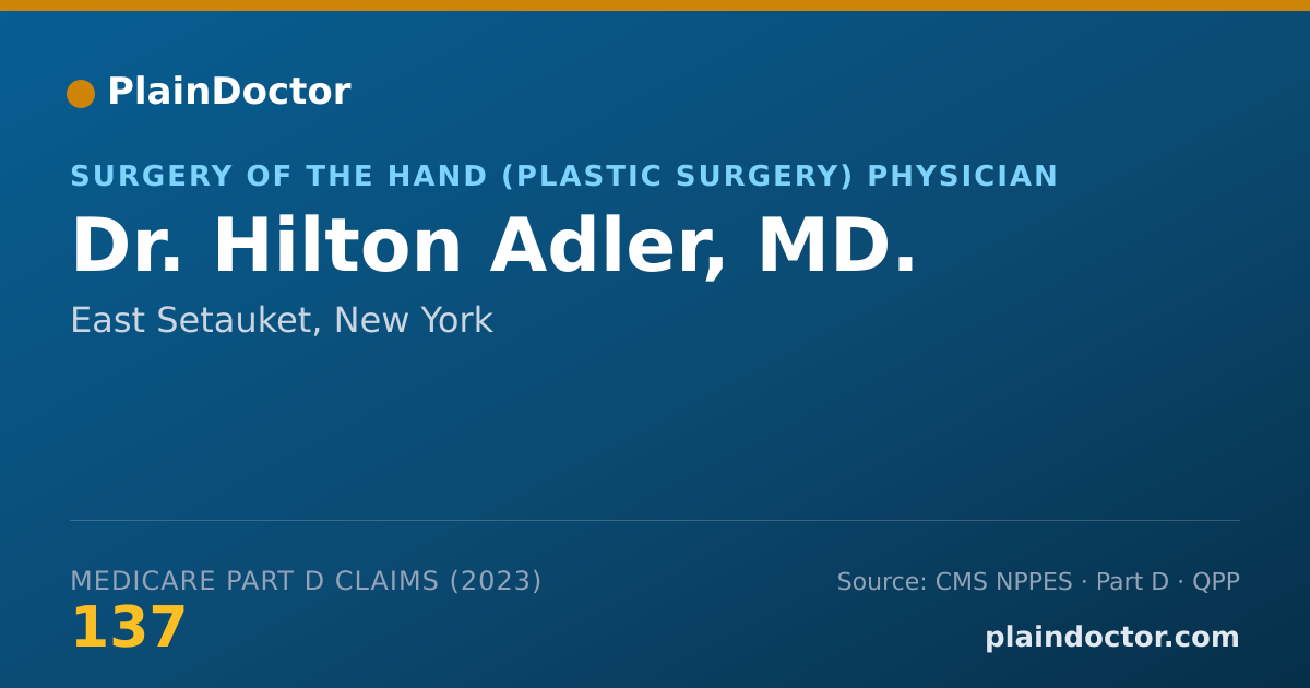 Shareable card for Hilton Adler, MD. - Surgery of the Hand (Plastic Surgery) Physician, East Setauket, NY