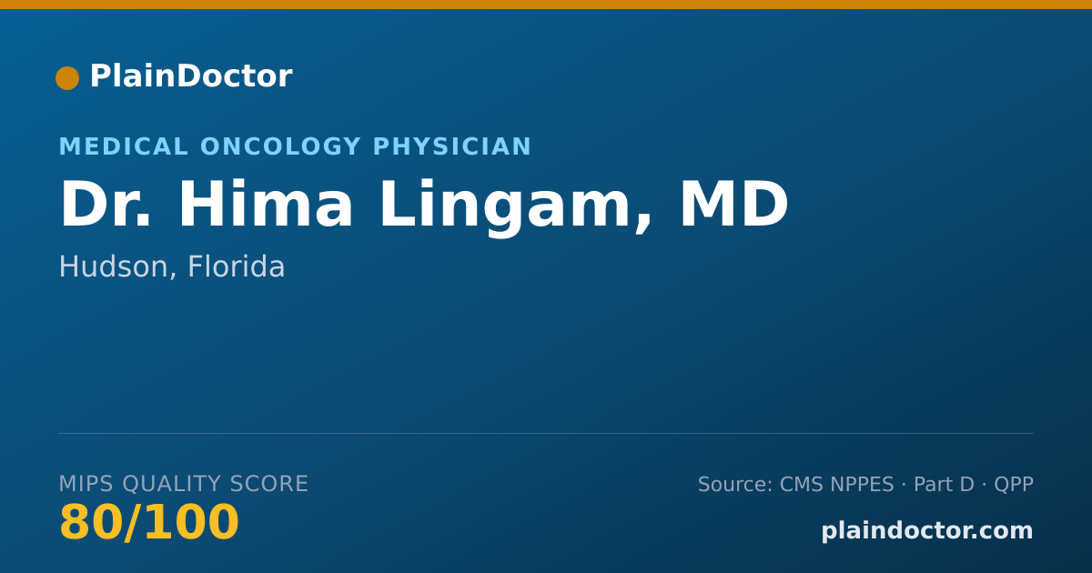 Shareable card for Hima Lingam, MD - Medical Oncology Physician, Hudson, FL