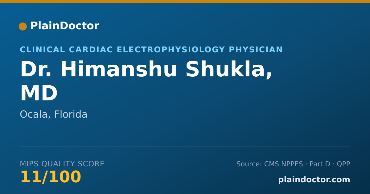 Shareable card for Himanshu Shukla, MD - Clinical Cardiac Electrophysiology Physician, Ocala, FL