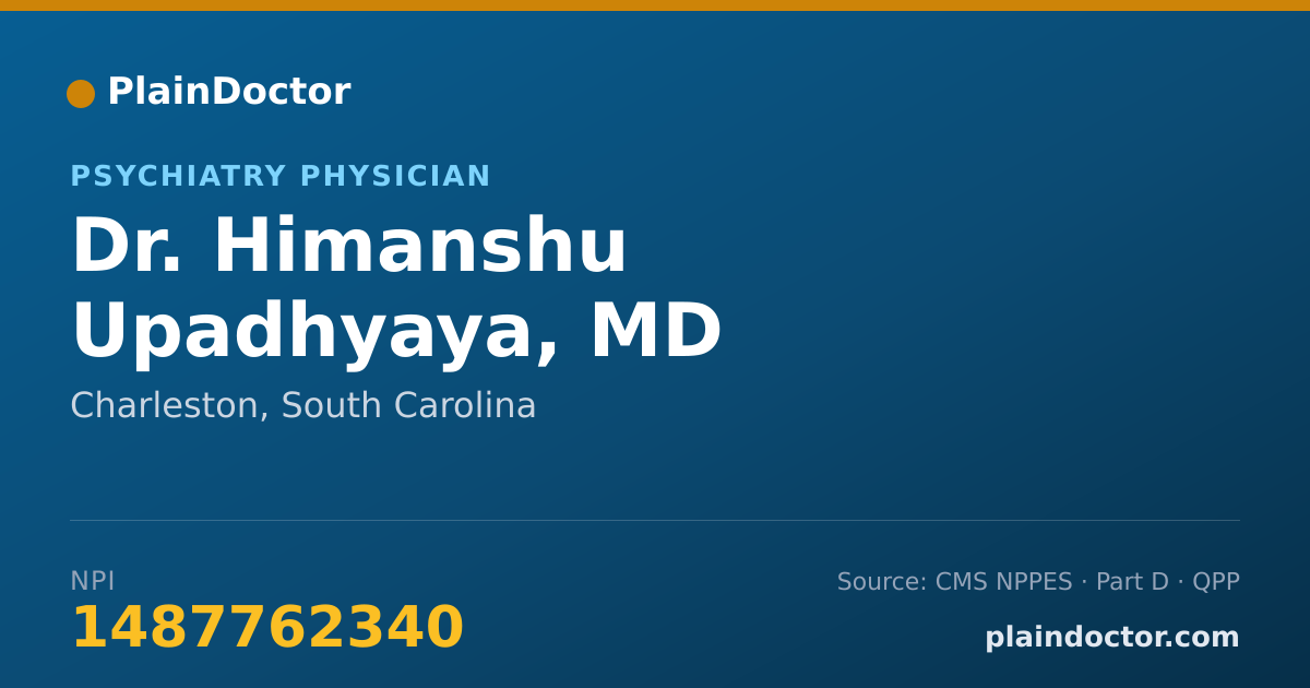 Shareable card for Himanshu Upadhyaya, MD - Psychiatry Physician, Charleston, SC