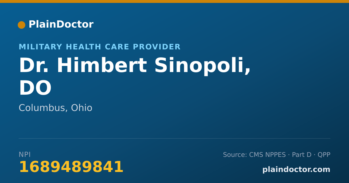 Shareable card for Himbert Sinopoli, DO - Military Health Care Provider, Columbus, OH