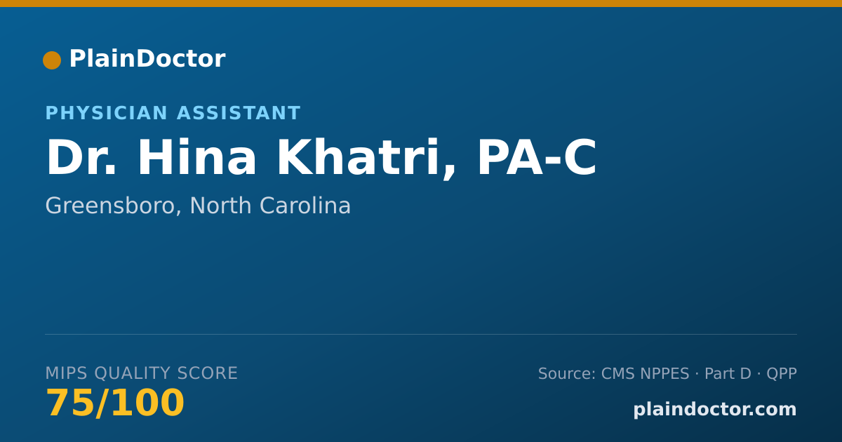 Shareable card for Hina Khatri, PA-C - Physician Assistant, Greensboro, NC