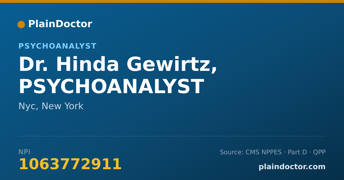 Shareable card for Hinda Gewirtz, PSYCHOANALYST - Psychoanalyst, Nyc, NY