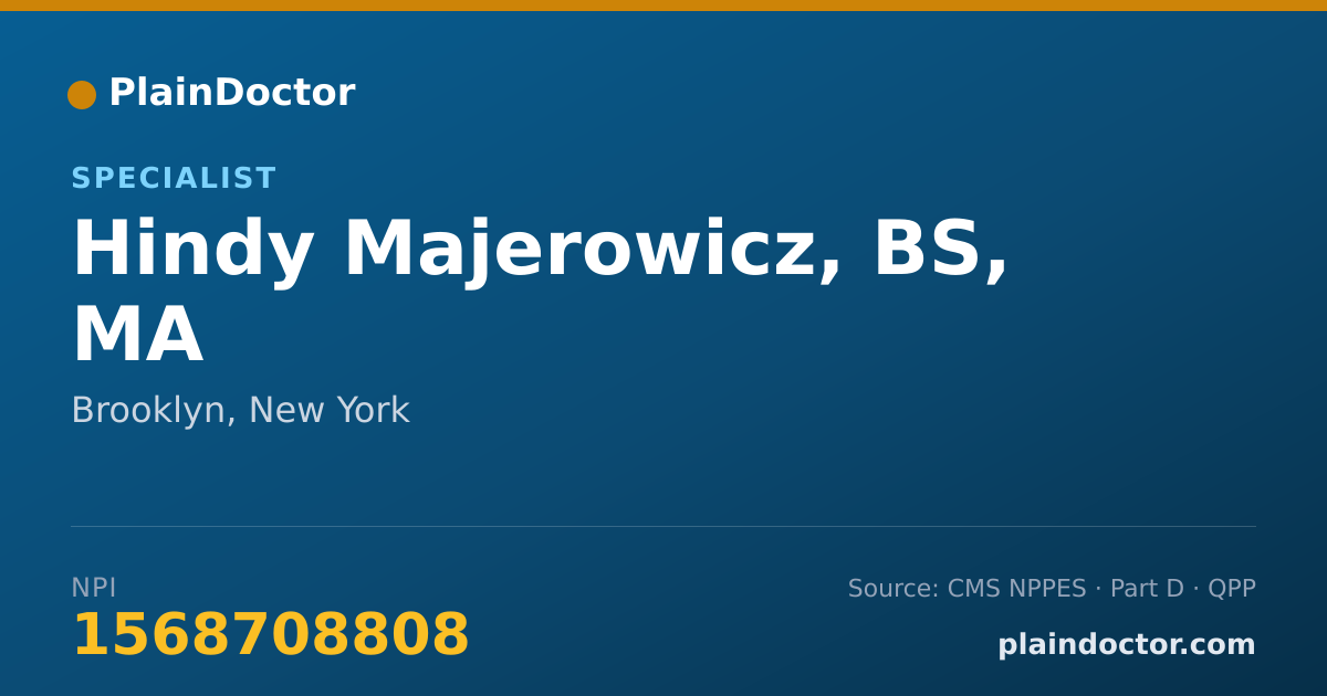 Shareable card for Hindy Majerowicz, BS, MA - Specialist, Brooklyn, NY