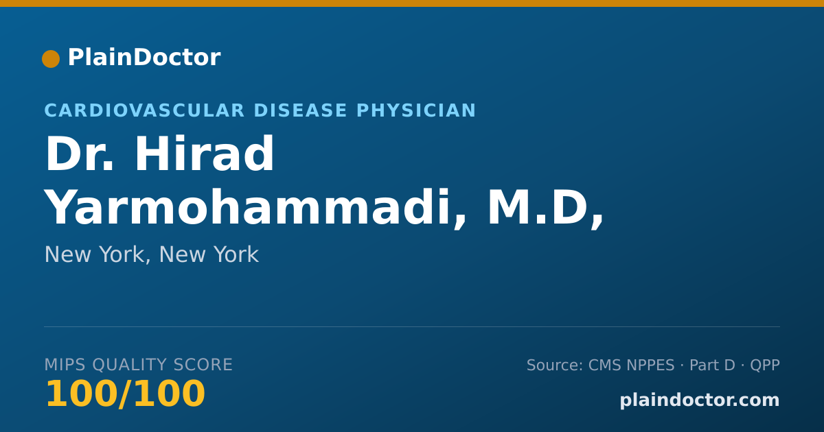 Shareable card for Hirad Yarmohammadi, M.D, M.P.H - Cardiovascular Disease Physician, New York, NY