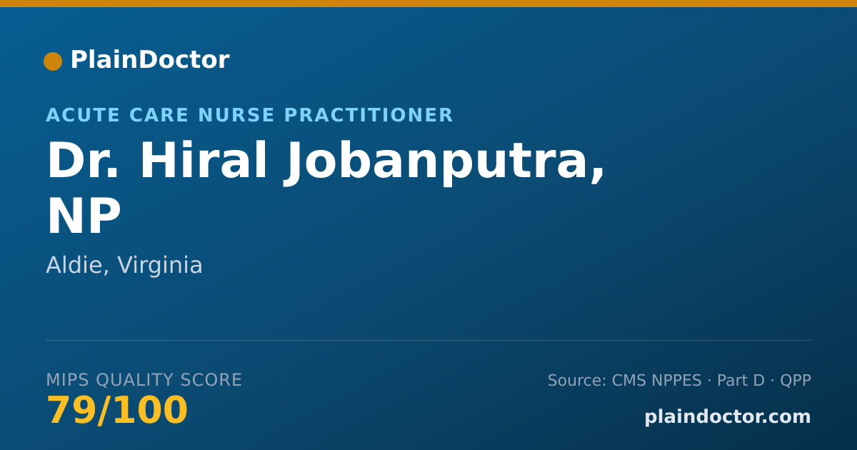 Shareable card for Hiral Jobanputra, NP - Acute Care Nurse Practitioner, Aldie, VA
