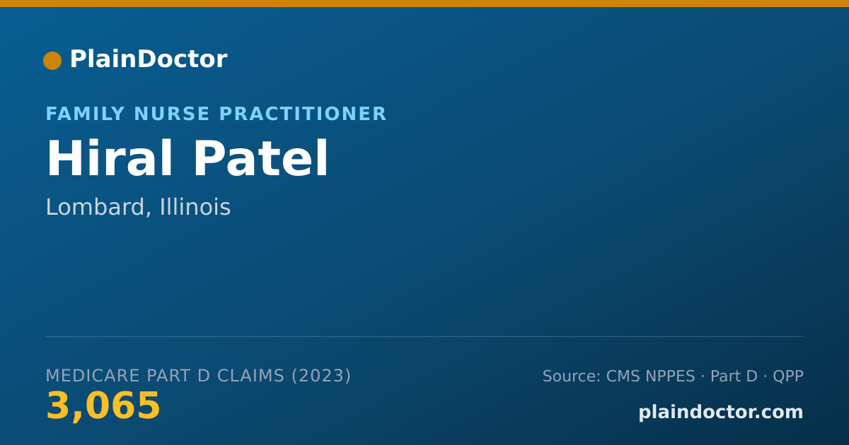Shareable card for Hiral Patel - Family Nurse Practitioner, Lombard, IL