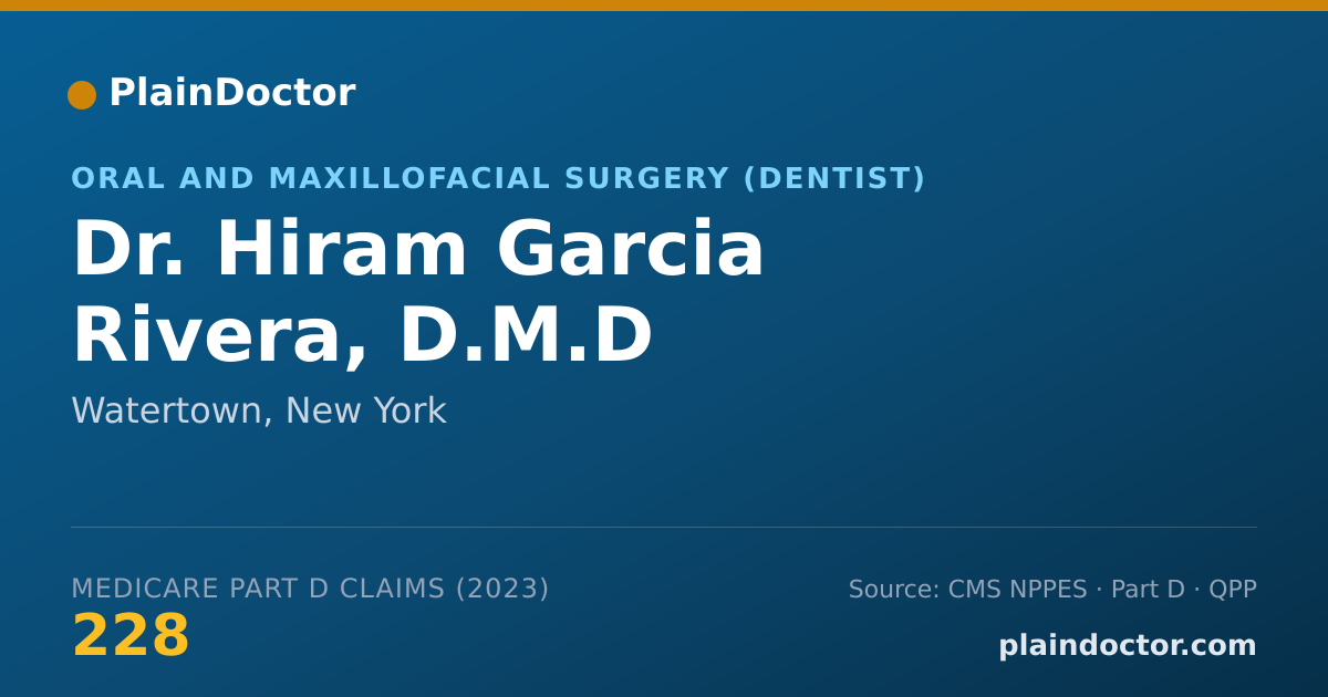 Shareable card for Hiram Garcia Rivera, D.M.D - Oral and Maxillofacial Surgery (Dentist), Watertown, NY