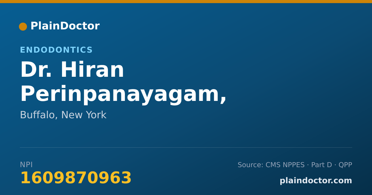 Shareable card for Hiran Perinpanayagam, D.D.S., PH.D. - Endodontics, Buffalo, NY