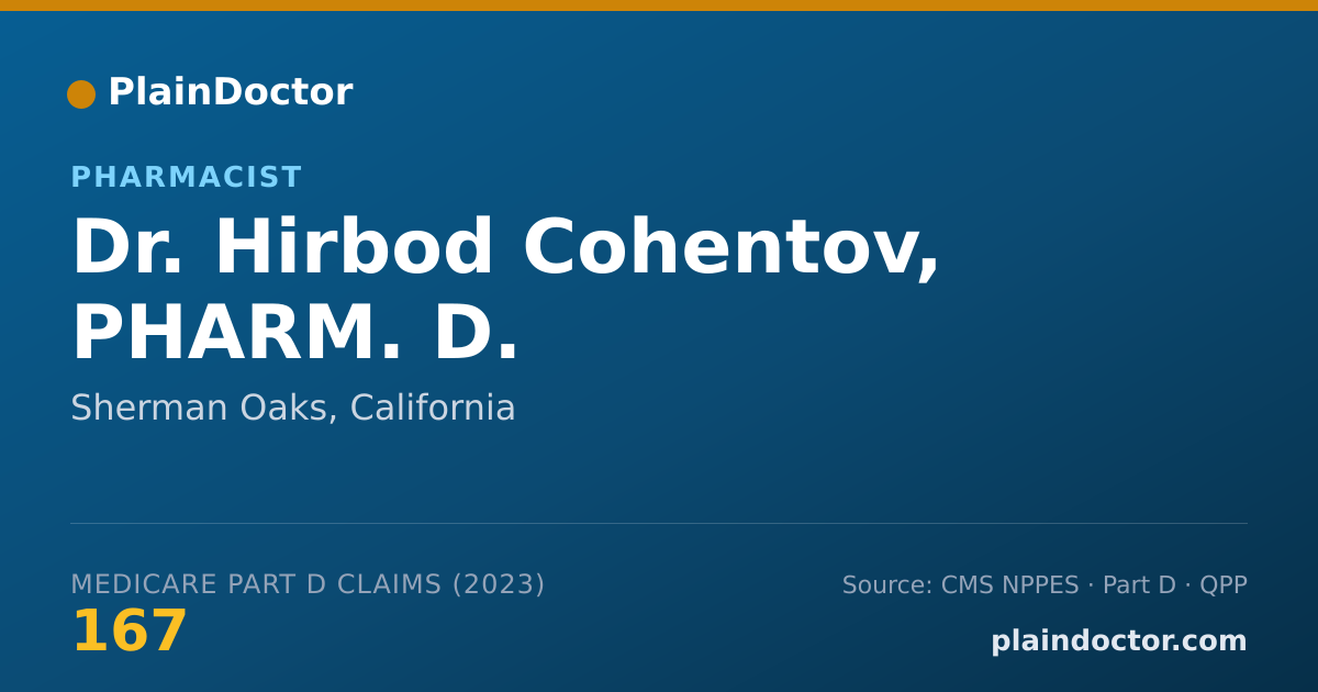 Shareable card for Hirbod Cohentov, PHARM. D. - Pharmacist, Sherman Oaks, CA