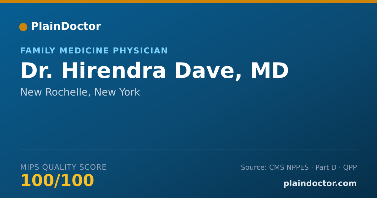 Shareable card for Hirendra Dave, MD - Family Medicine Physician, New Rochelle, NY