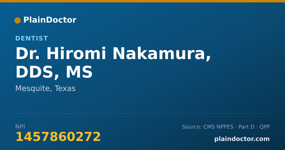Shareable card for Hiromi Nakamura, DDS, MS - Dentist, Mesquite, TX