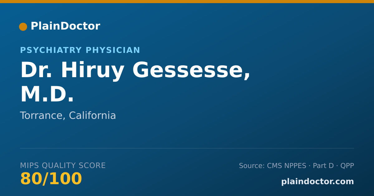Shareable card for Hiruy Gessesse, M.D. - Psychiatry Physician, Torrance, CA